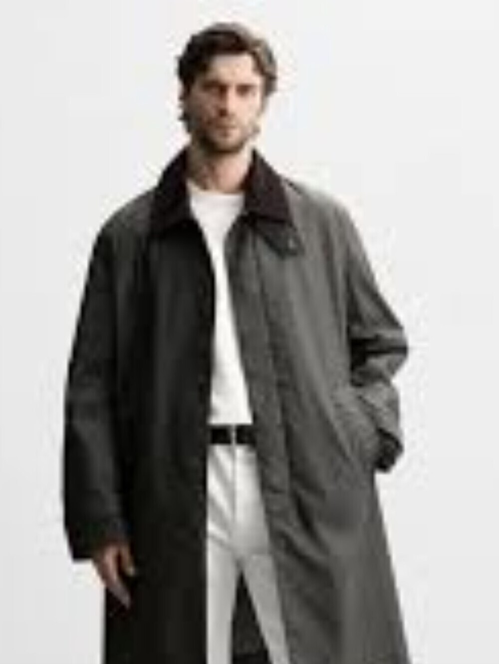 Mac Olive Long coat With Removable Lining & nubuck collar Mens Sz 52 R XXL